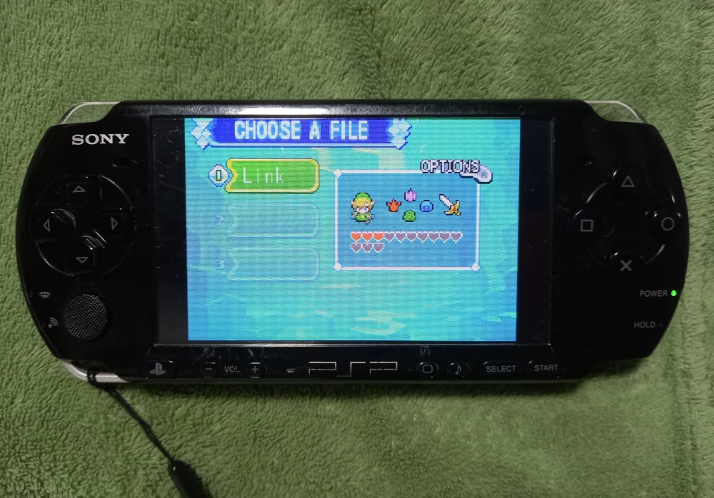 Zelda minish cap save screen on a psp